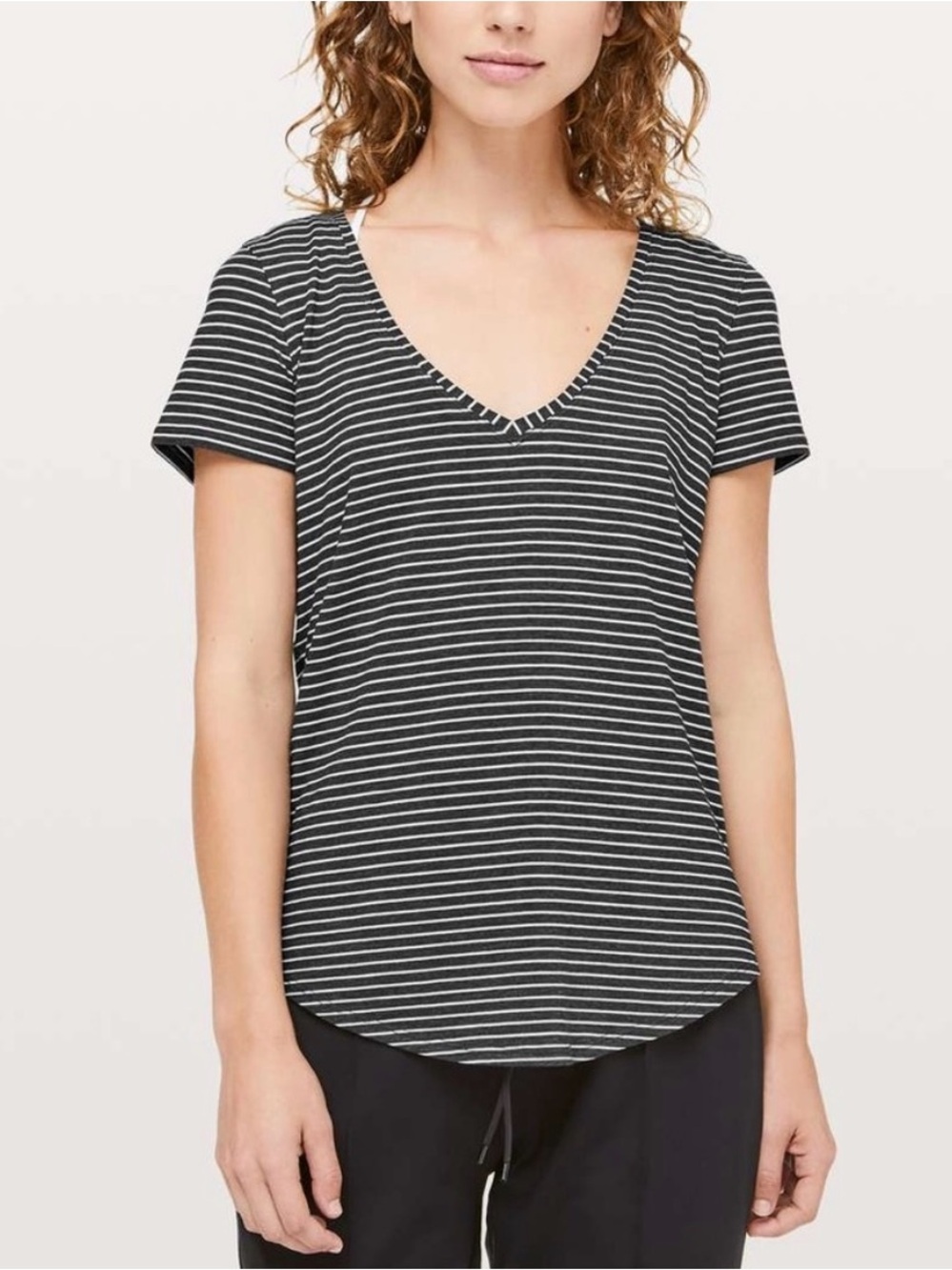 Lululemon Love Tee Striped V-Neck Short Sleeve - Black/White
